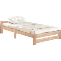 POSTEL 90/200 cm přírodní z masivního dřeva s čelem a lamelovým roštem - přírodní, dřevo (90/200cm) - OKWISH