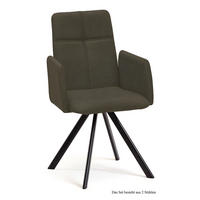 ARMLEHNSTUHL drehbar (2er-Set) Desha 52x92x60 Schwarz/Khaki - Dunkelgrün/Schwarz, Kunststoff (60/92/52cm) - 58aufmkessel