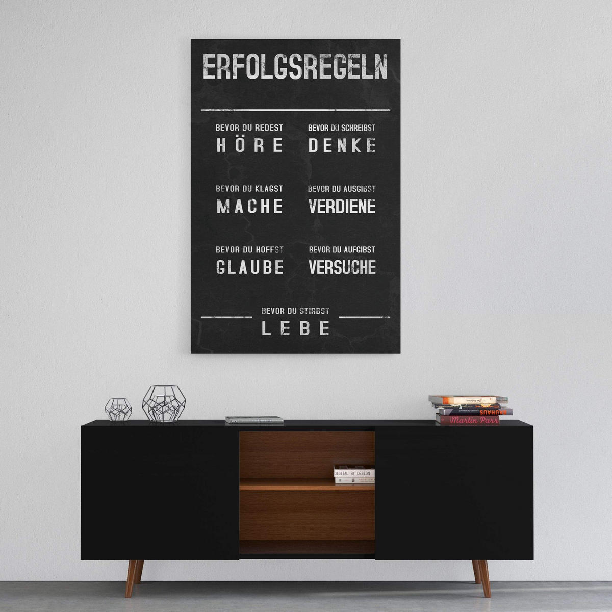 WANDBILD XXL "Erfolgsregeln" - 60 x 90 cm - Weiß, Textil (60/90cm) - Hustling Sharks