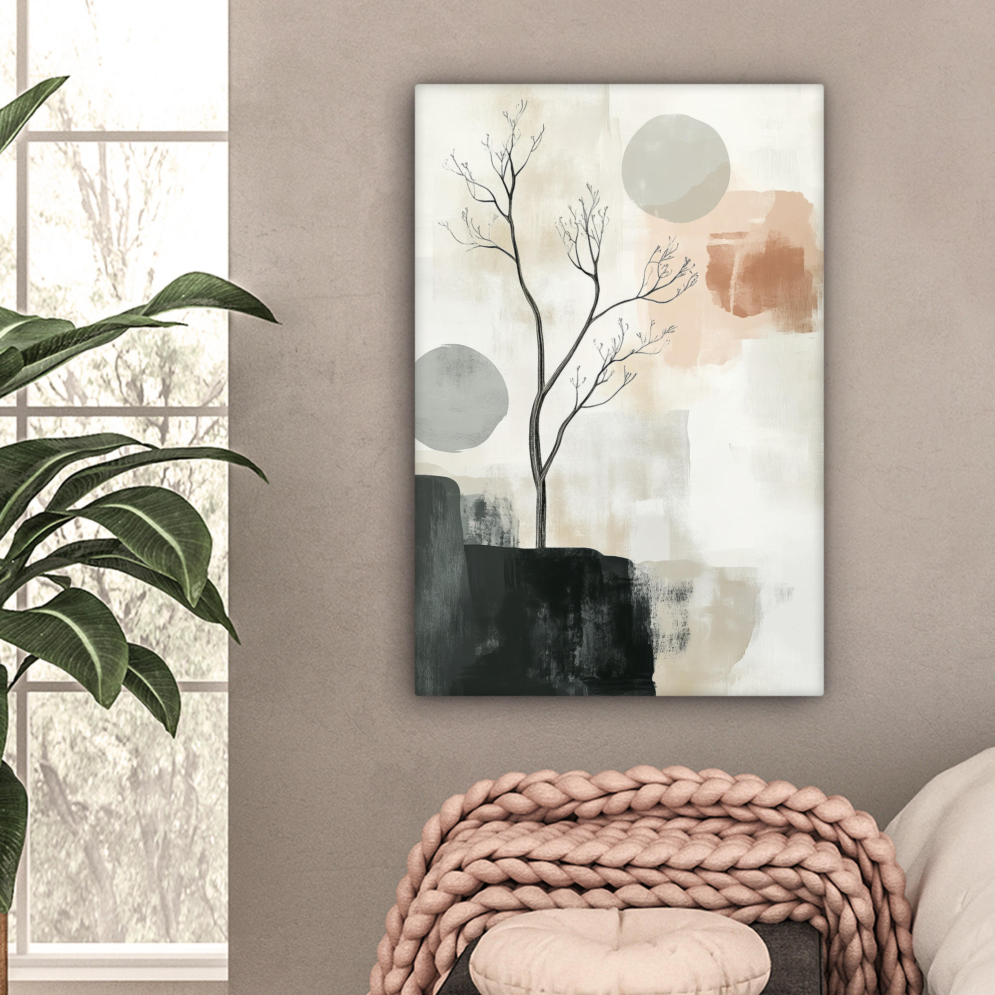 LEINWANDBILD Wabi sabi - Beige - Pflanze 40x60 cm - Sandfarben, Textil (40/60cm) - MuchoWow