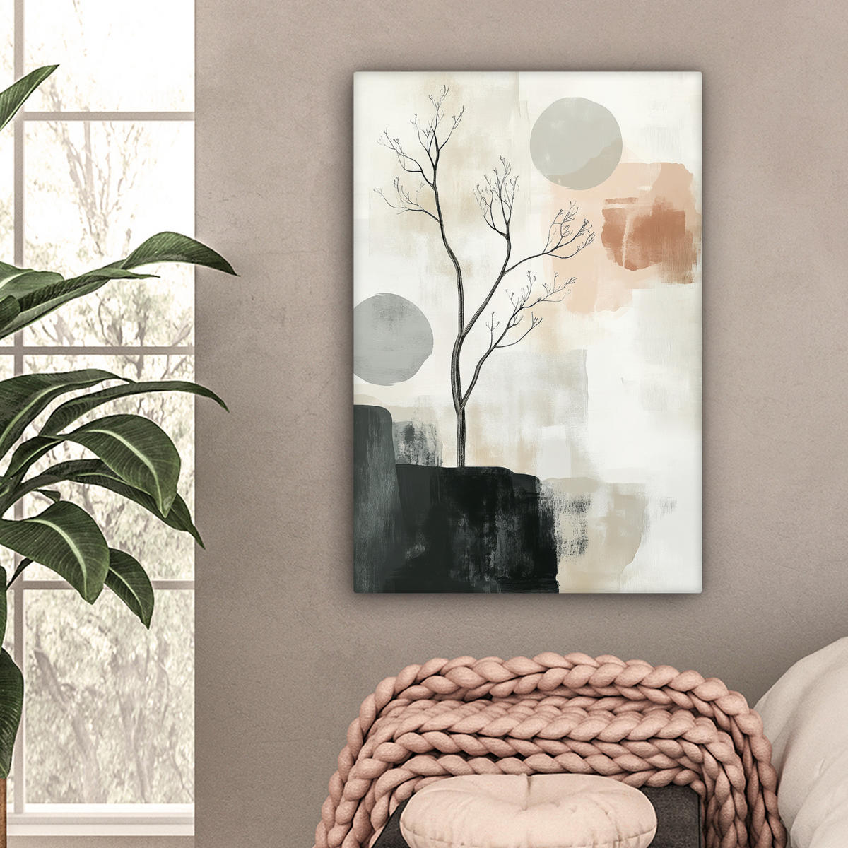 LEINWANDBILD Wabi sabi - Beige - Pflanze 60x90 cm - Sandfarben, Textil (60/90cm) - MuchoWow