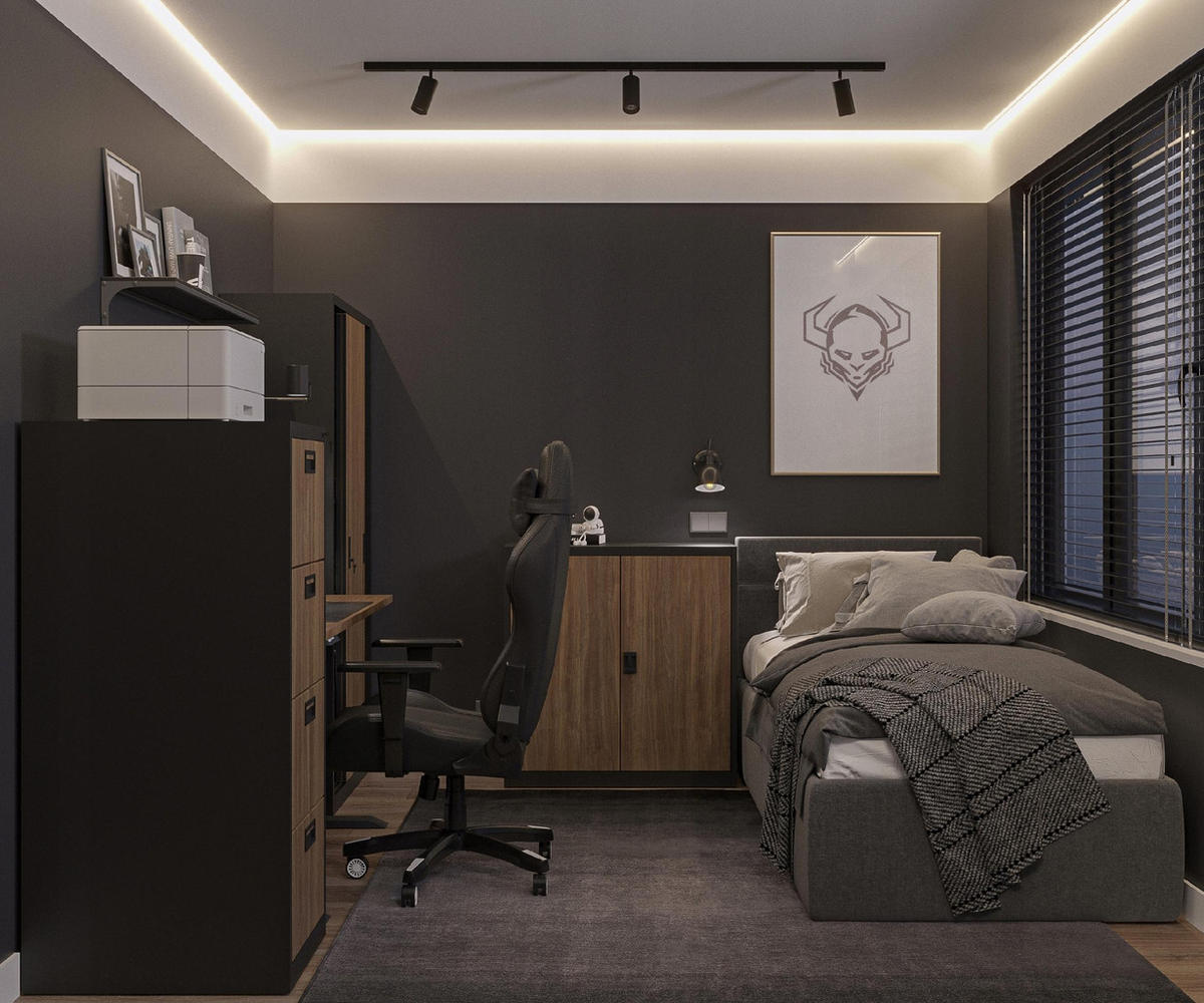 METALLSCHRANK Beata - Anthrazit/Braun, Metall (90/93/40cm) - Jan Nowak