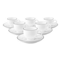 ESPRESSOTASSEN MIT UNTERTASSEN Lido Black Line weiß 90 ml 6er Set - Weiß, Keramik (11.9/7.1/11.9cm) - Seltmann Weiden