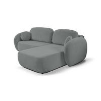 ECKSOFA AMICO R-S Grau Geflochtener Stoff mit Schlaffunktion - Grau, Holz (248/174cm) - MASSENO