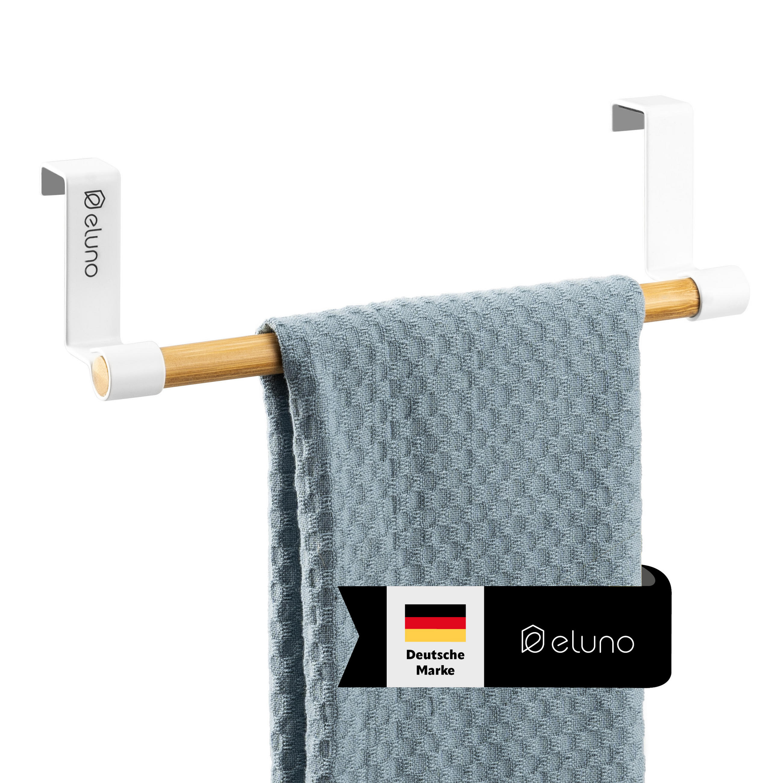 GESCHIRRHANDTUCHHALTER, weiß, Bambus - Weiß, Metall (25/7.5/6cm) - eluno