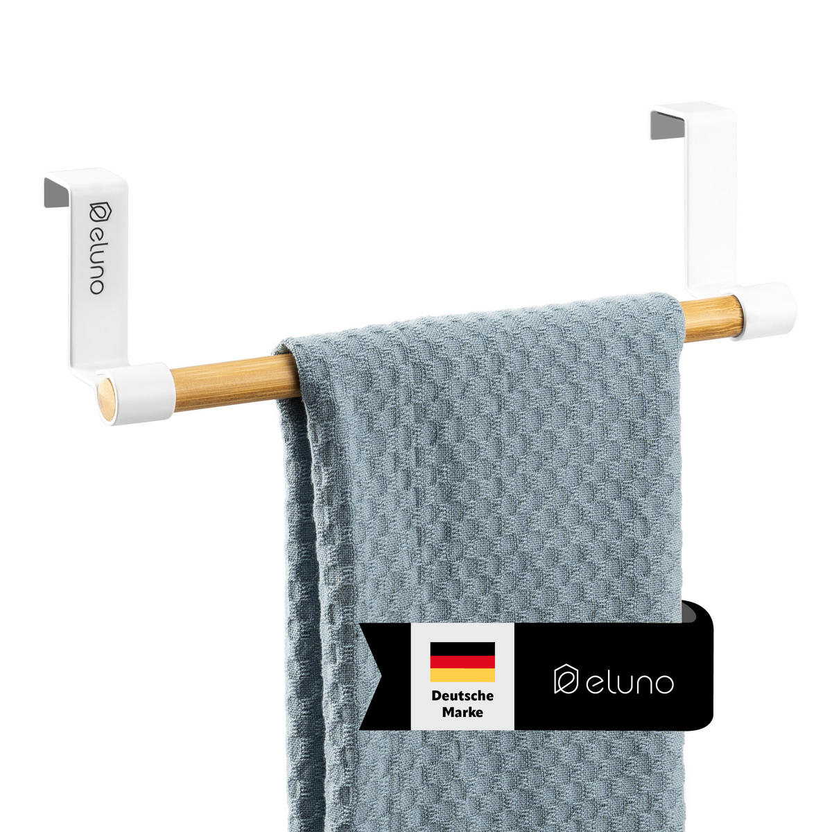 GESCHIRRHANDTUCHHALTER, weiß, Bambus - Weiß, Metall (25/7.5/6cm) - eluno