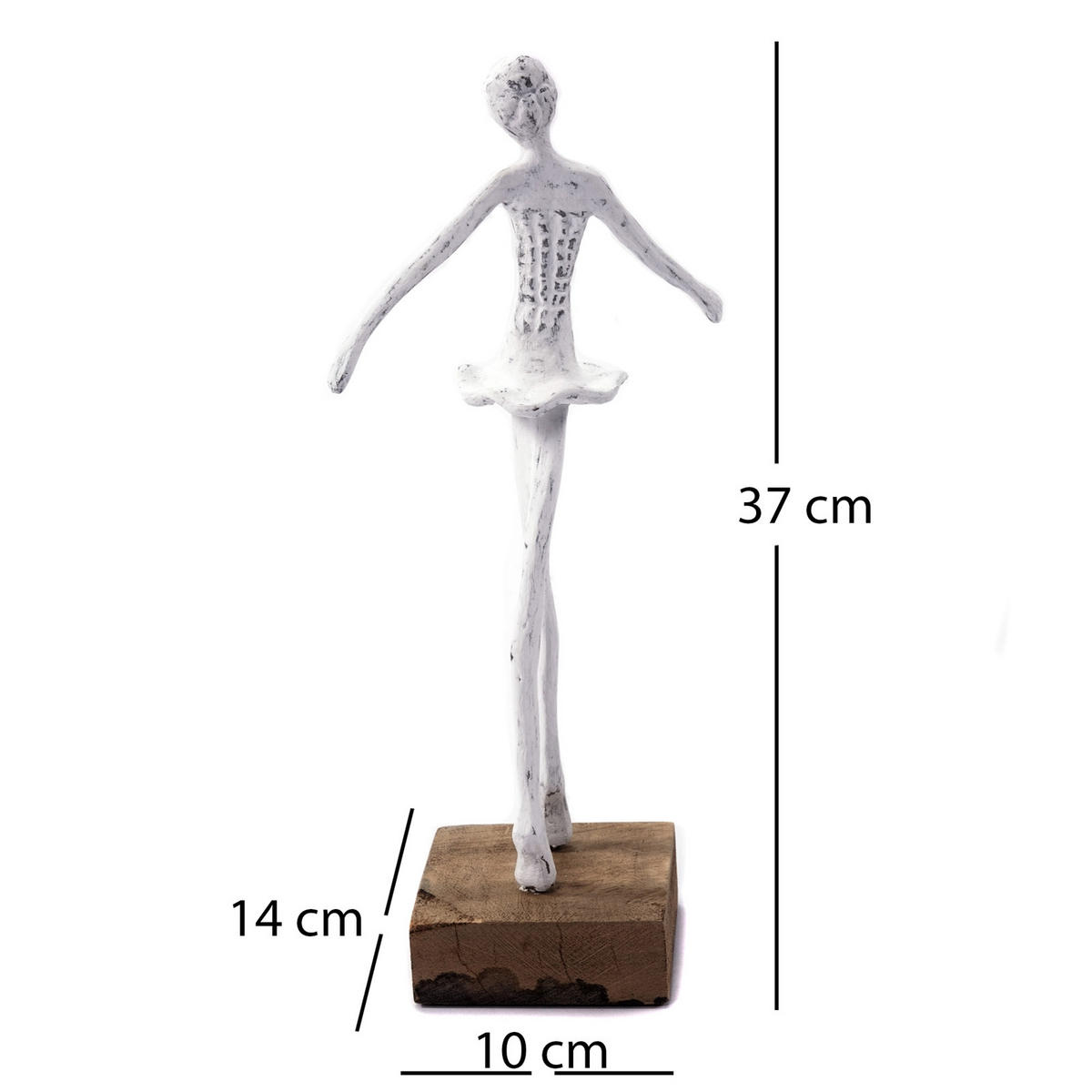 SKULPTUR BALLERINA III Mangoholz weiß-natur - Weiß, Holz (14/37/10cm) - CREEDWOOD