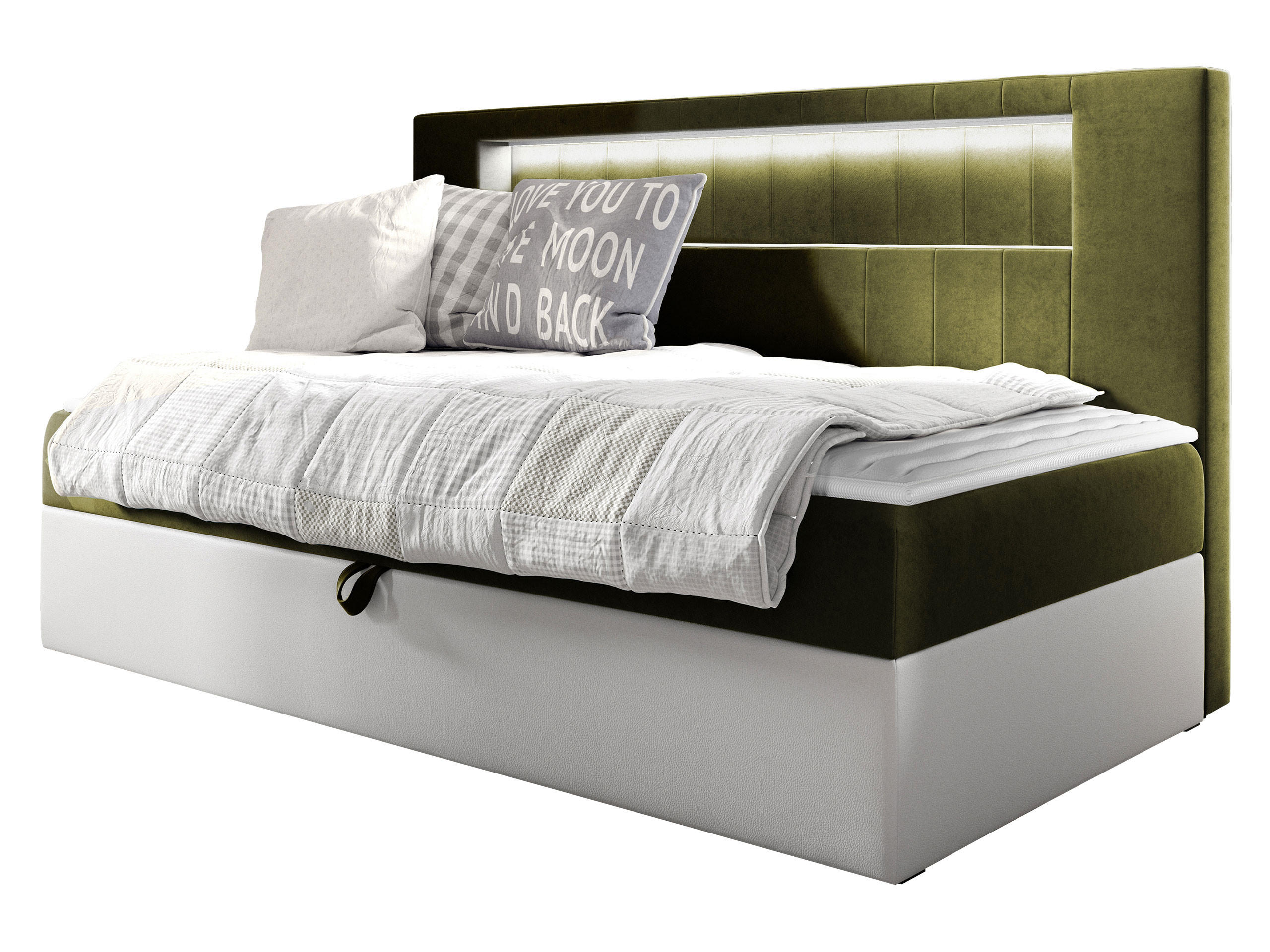 BOXBETT Gold Junior 2 - Weiß/Grün, Holz (90/200cm) - MIRJAN24