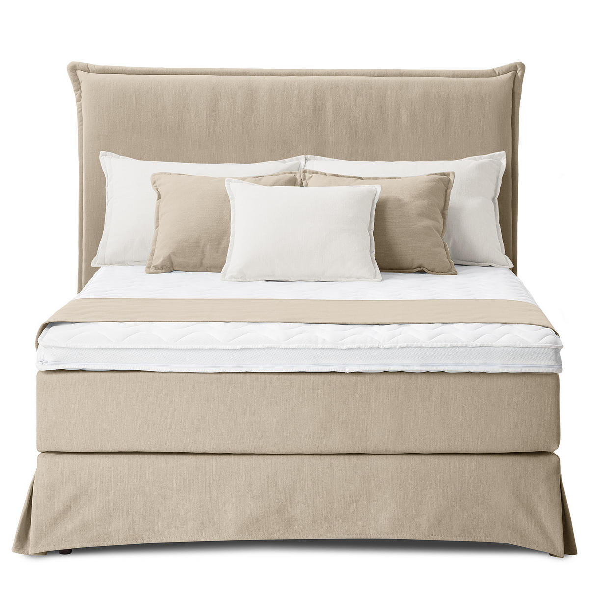 BOXSPRINGBETT mit Husse - Schlammfarben, Textil (140/200cm) - home24