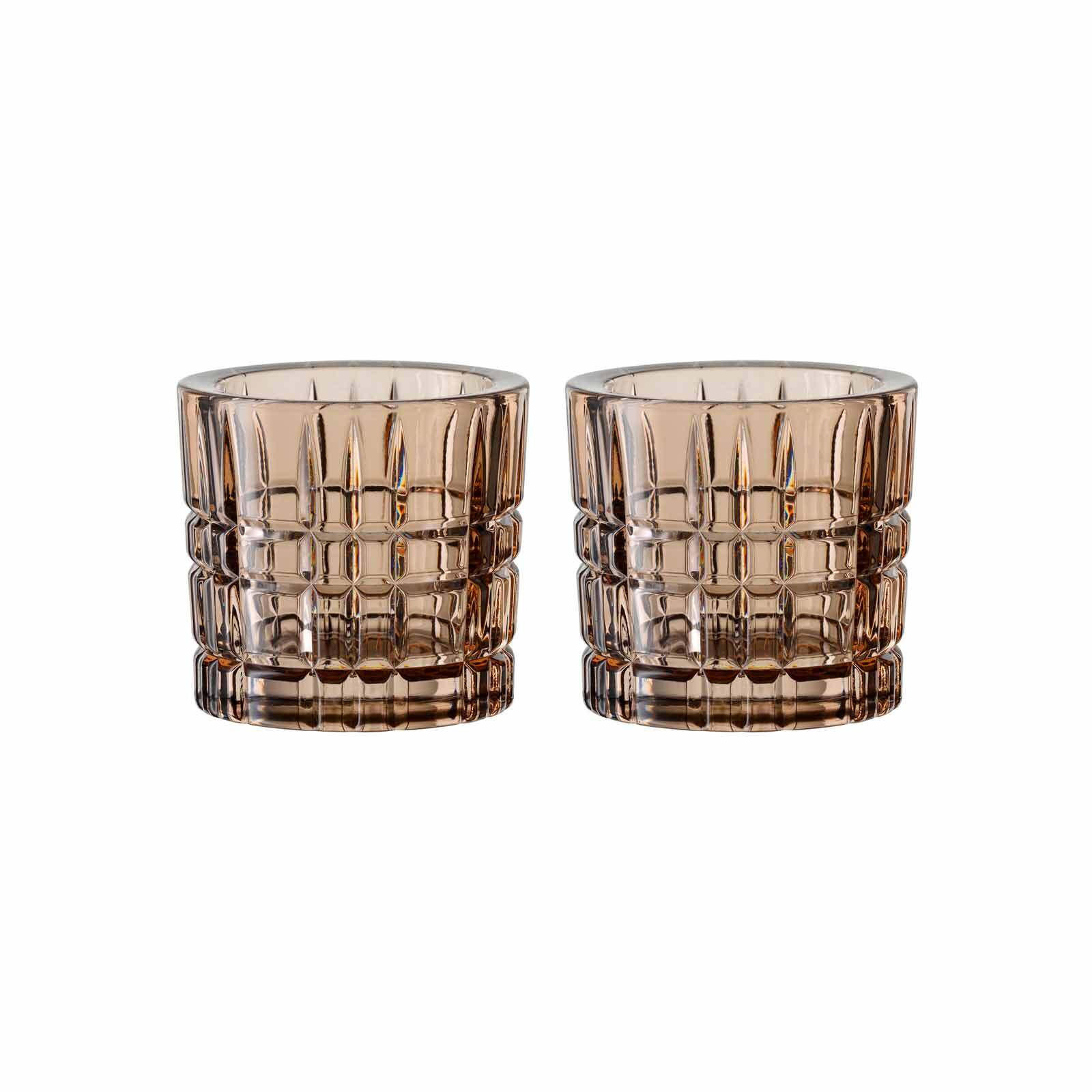 TEELICHTHALTER Square Votives Tobacco ø 7,1 x 6,6 cm 2er Set - Braun, Glas (6.6cm) - Nachtmann