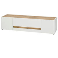 TV-LOWBOARD weiß, Eiche Wotan 170 cm, TV-Unterteil mit Doppelschubkasten - Eiche Wotan/Schwarz, Holz/Holzwerkstoff (170/40/45cm) - Furn.Design