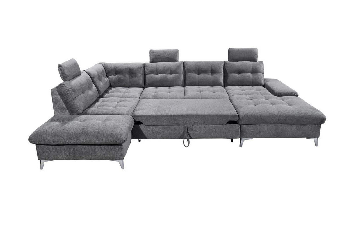 WOHNLANDSCHAFT mit Schlaffunktion und Bettkasten - Chromfarben/Titanfarben, Holz/Kunststoff (324/107/218cm) - ed exciting design