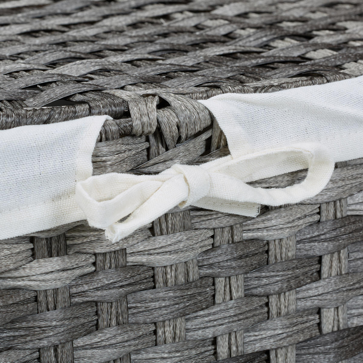 WÄSCHEKORB - Grau, Kunststoff/Textil (58/60/34cm) - Relaxdays