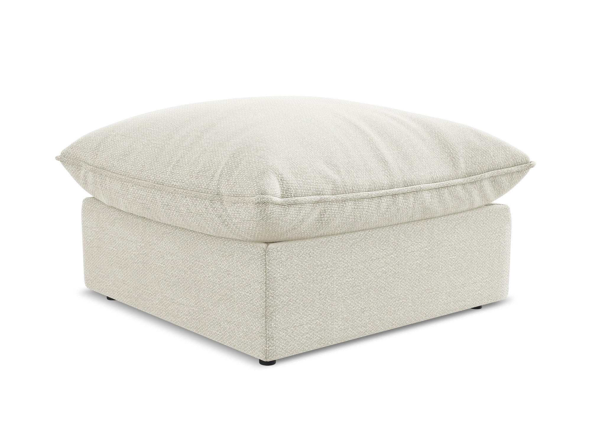 POUF Bouclé Stoff Beige - Sandfarben/Schwarz, Holzwerkstoff/Kunststoff (75/45/75cm) - Makamii