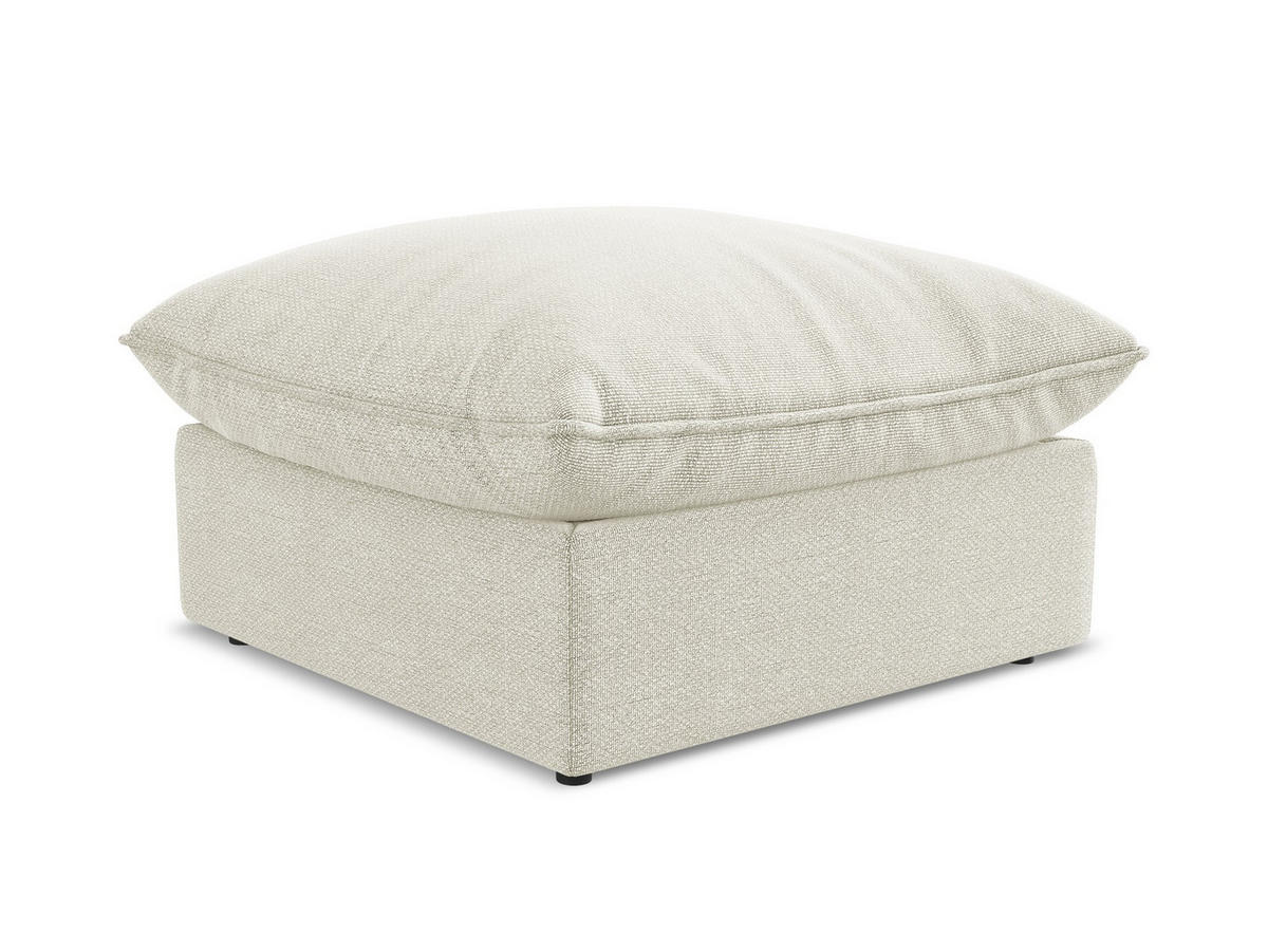 POUF Bouclé Stoff Beige - Sandfarben/Schwarz, Holzwerkstoff/Kunststoff (75/45/75cm) - Makamii