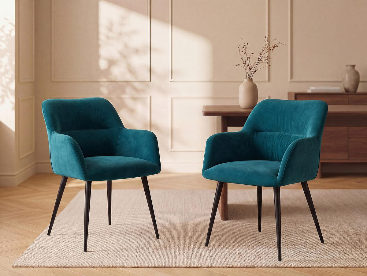 STUHL - 59.5 cm x 61 cm - stoff - blaugrün Heka - Grün, Textil (59.5/78/61cm) - Vente-Unique