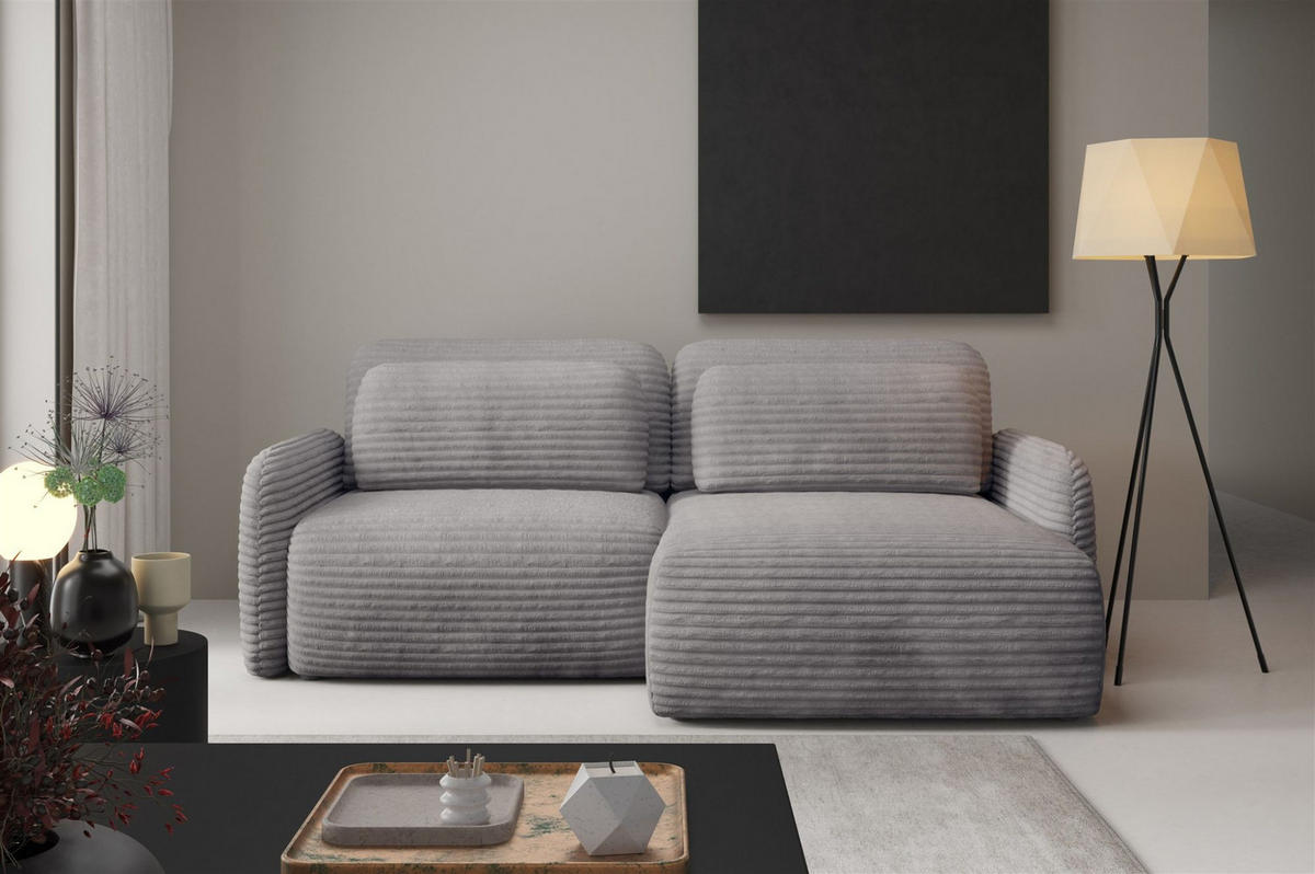 ECKSOFA Simone Mit Schlaffunktion - Grau, Holzwerkstoff/Textil (165/240cm) - Fun Möbel
