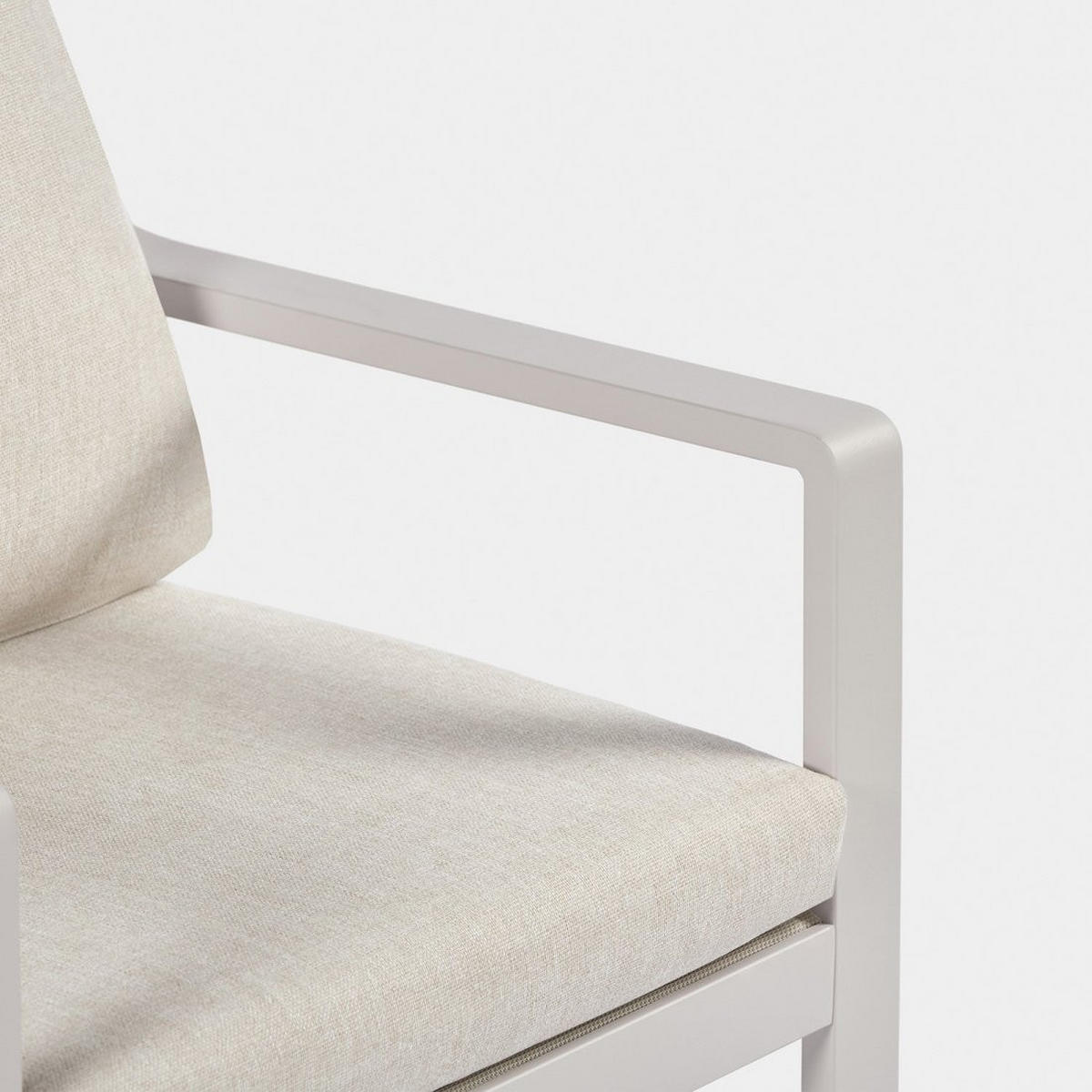 GARTEN-SET mit 2 Sesseln und Couchtisch aus beigem Aluminium Niran - Beige, Textil - Klast Home