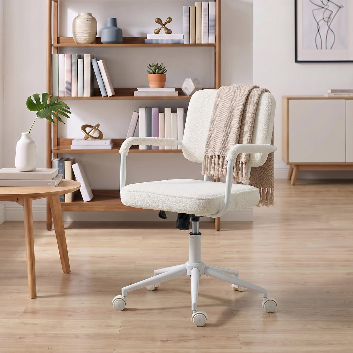 BÜROSTUHL Creme 62.0/58.0/93.0 cm - Creme, Textil (58/93/62cm)