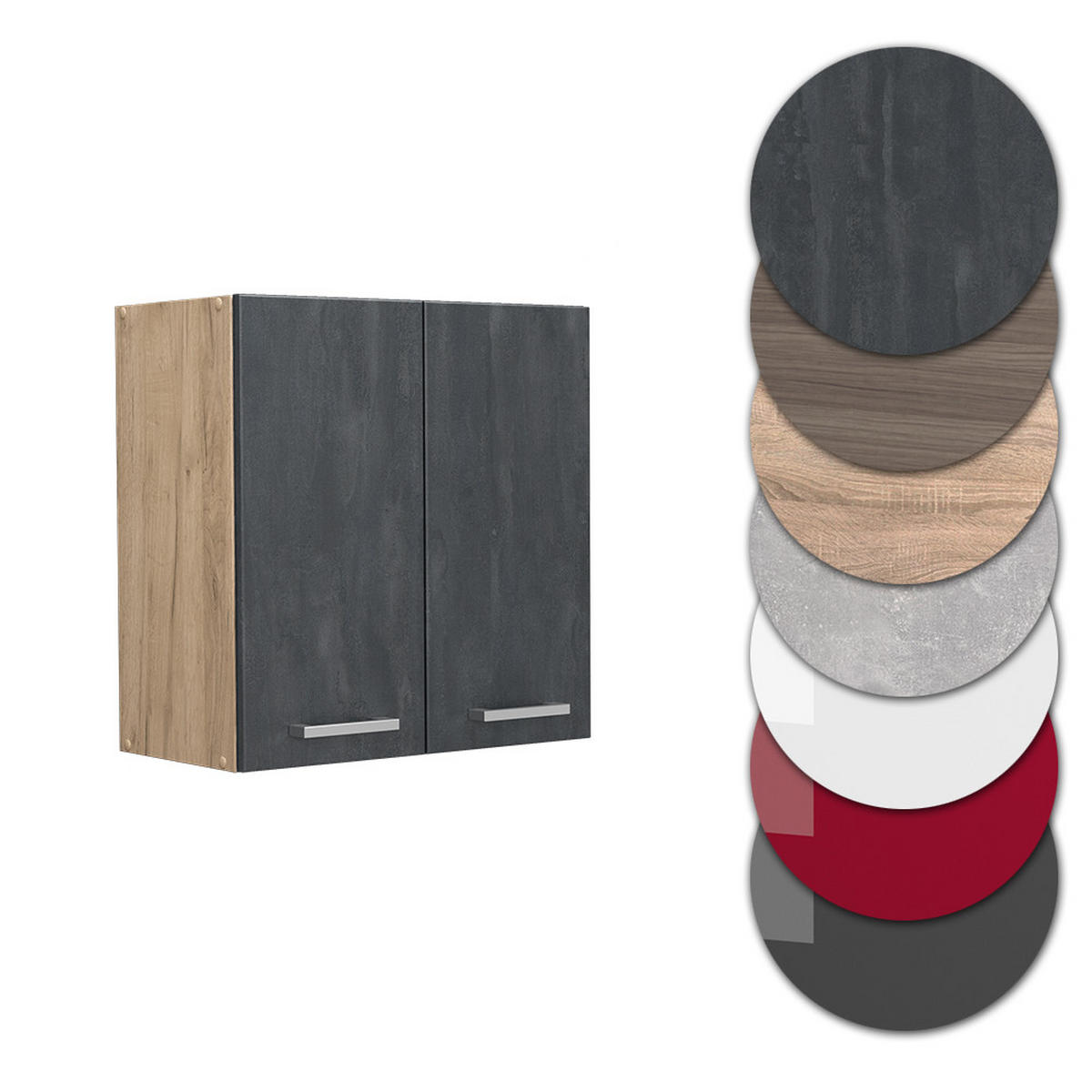 HÄNGESCHRANK R-Line Schwarz Beton 60 cm - Honigeiche/Eiche Wotan, Holzwerkstoff (60/60/31cm) - Vicco