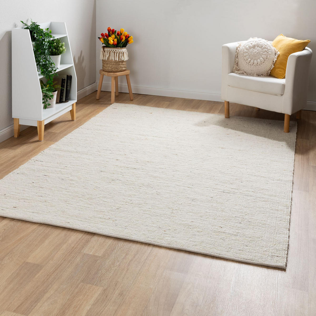 HANDWEBTEPPICH 200/200 cm Landshut exklusiv - Creme, Naturmaterialien (200/240cm) - Steffensmeier