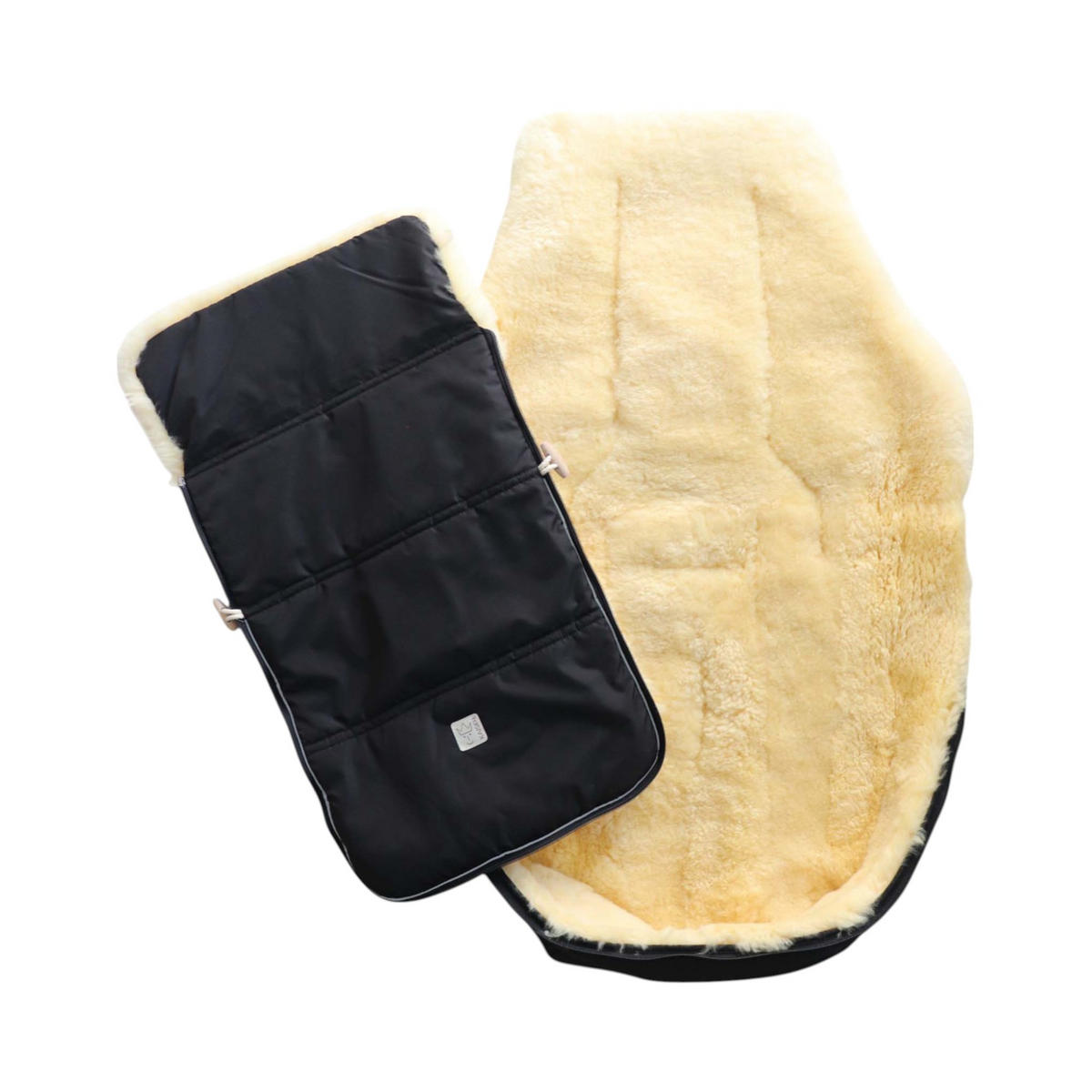 LAMMFELL-FUSSSACK Dublas 2.0, black - Schwarz, Fell (45/95cm) - Kaiserbaby