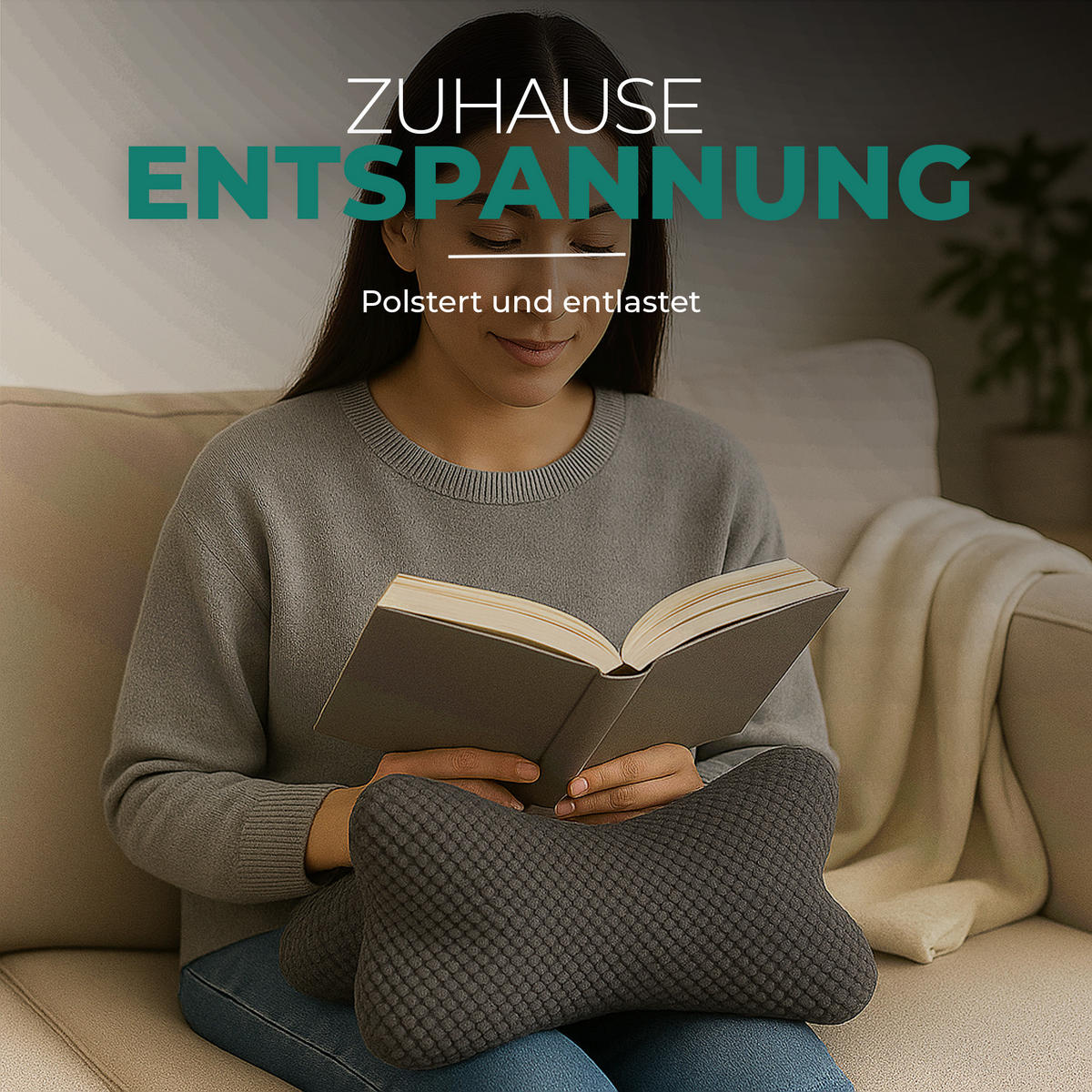 LESEKNOCHEN 18x35 cm Anthrazit - Anthrazit, Textil (18/35cm) - Bestlivings