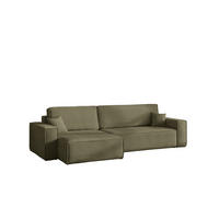 ECKSOFA Mit Schlaffunktion Und Bettkasten, Eckcouch BEST XL Stoff Poso Dicker Cord Olive Links - Schwarz/Olivgrün, Holz/Kunststoff (142/274cm) - Kaiser Möbel