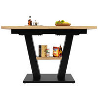 ESSTISCH in Naturfarben und Schwarz mit ausziehbarer Tischplatte für Esszimmer, L118-157/B70/H75 cm - Schwarz/Naturfarben, Holzwerkstoff/Metall (70/157/75cm) - STILVORA