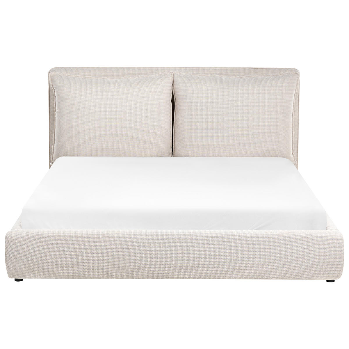 BETT mit Lattenrost 160/200 cm Beige Bajonna - Beige/Schwarz, Textil (160/200cm) - Beliani