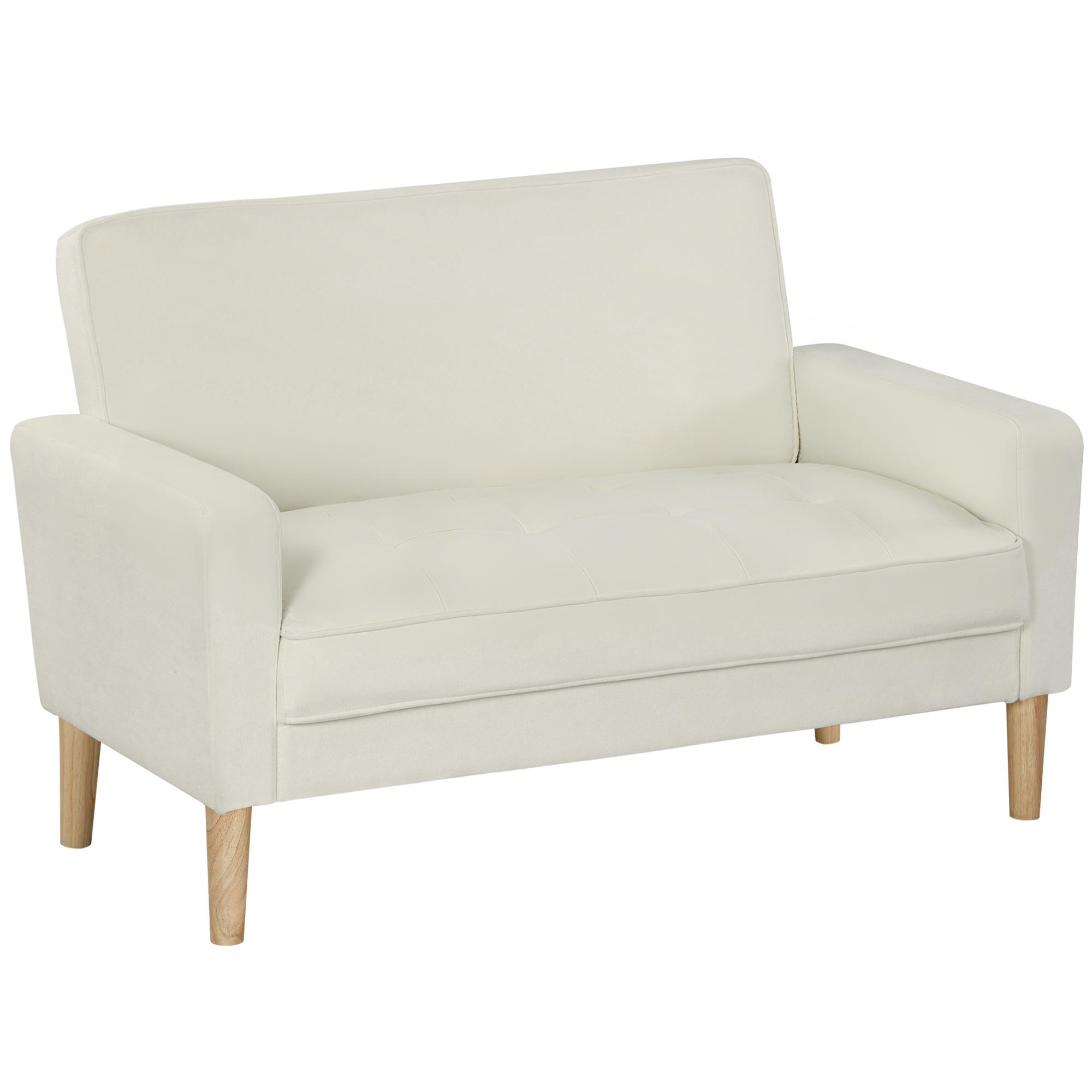 SOFA Polyester Gummiholz Cremeweiß - Creme/Naturfarben, Holz/Textil (74.5/82/130cm) - HOMCOM