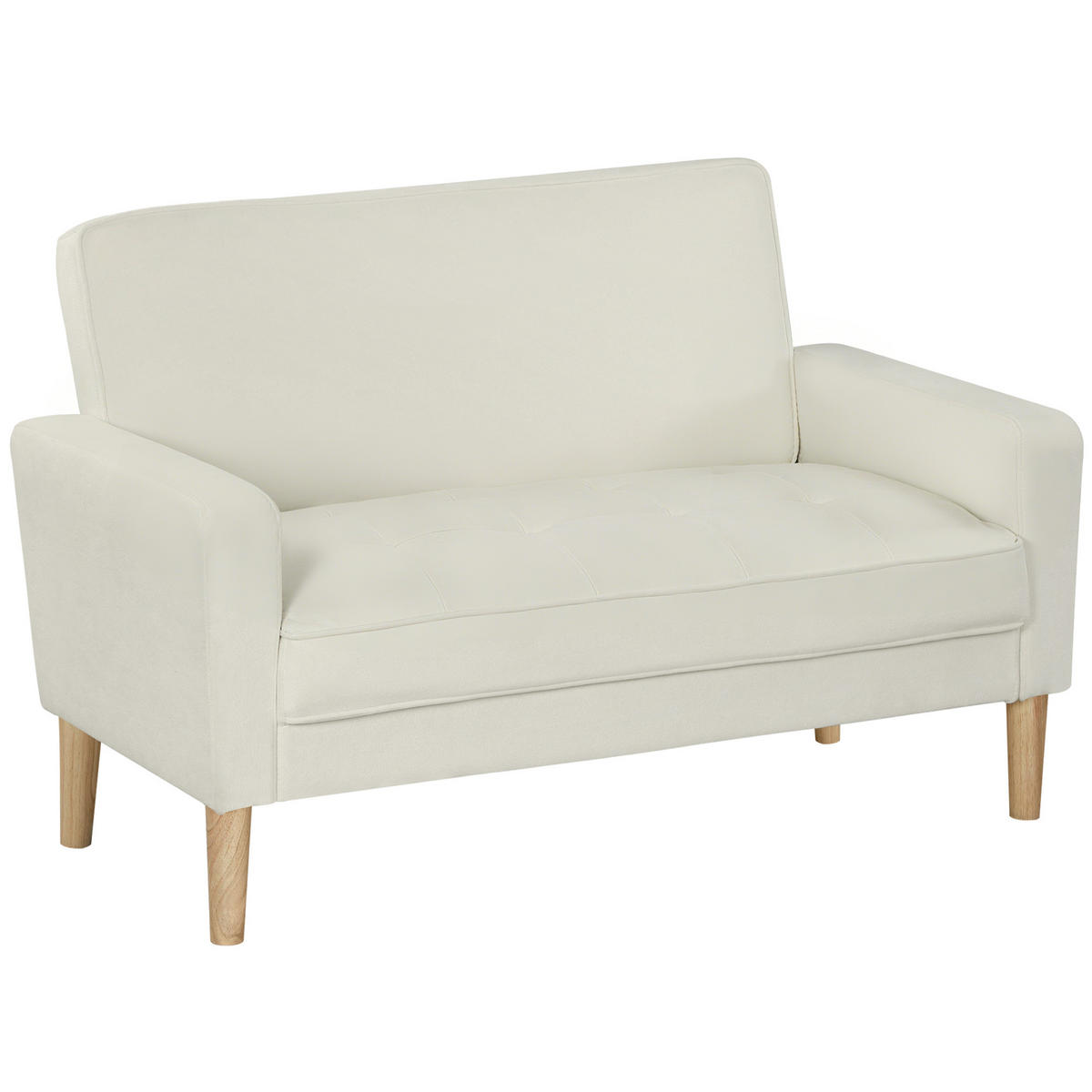 SOFA Polyester Gummiholz Cremeweiß - Creme/Naturfarben, Holz/Textil (74.5/82/130cm) - HOMCOM