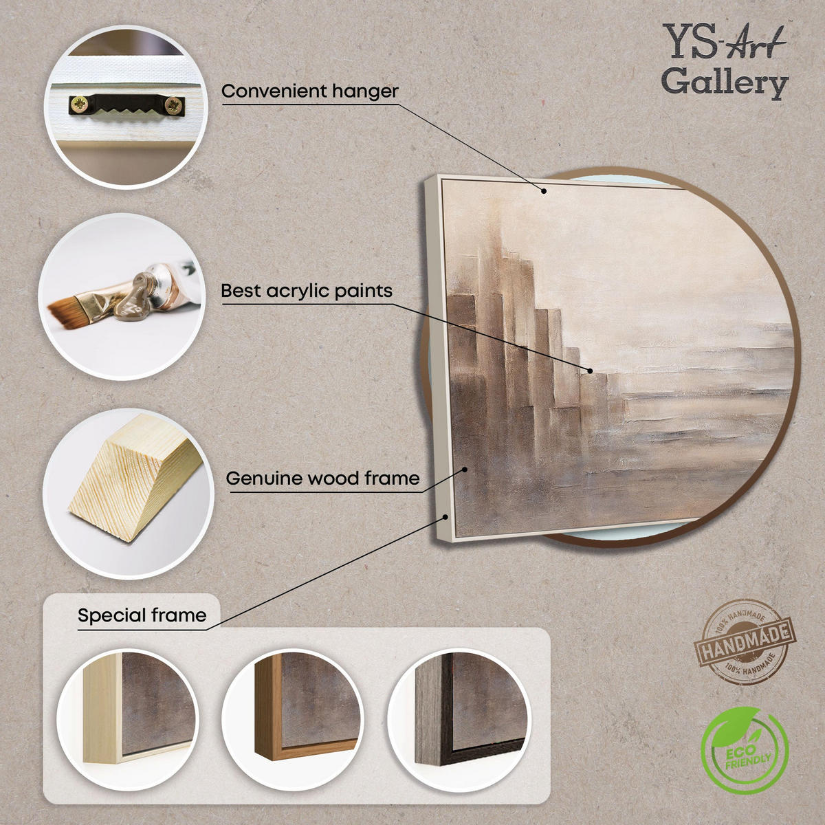 GEMÄLDE Grenzen der Illusion II Schattenfugenrahmen Beige 120x80 cm - Beige, Holz (120/80cm) - YS-art gallery