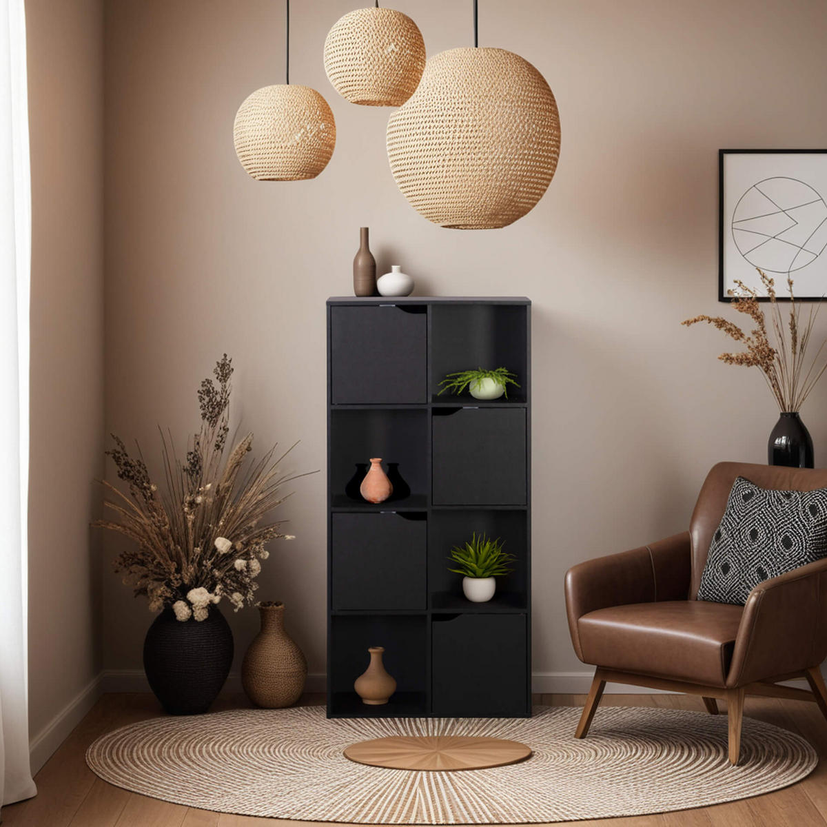 BÜCHERREGAL Schwarz 29/60/119 cm - Schwarz, Holzwerkstoff (60/119/29cm) - Mobili Rebecca