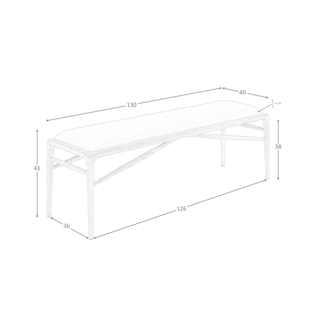 HOCKERBANK Hocker aus braunem Öko-Leder 130/40/43 cm - Walnussfarben/Braun, Leder (130/43/40cm) - ANGEL CERDA