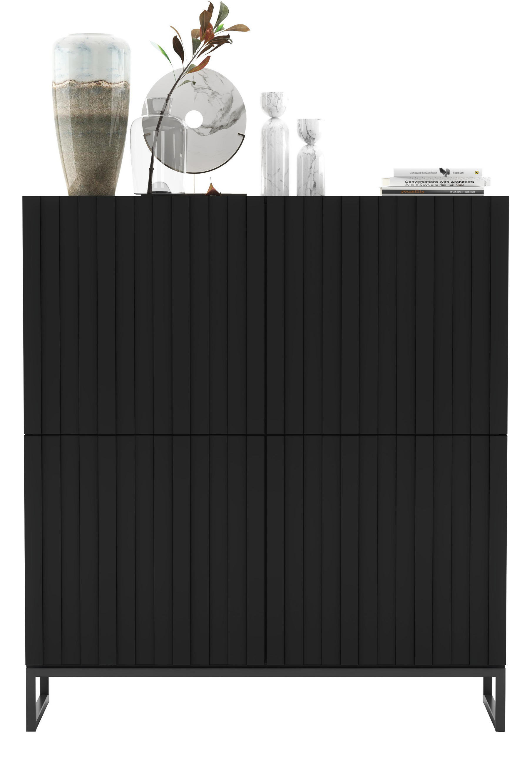 Meble Lindner Kommode Schwarz 112x126x36.5 cm