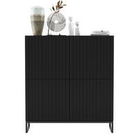 KOMMODE Elpis 4D Schwarz Matt mit metallrahmen Glamour 112 cm - Schwarz, Holzwerkstoff/Metall (112/126/36.5cm) - Meble Lindner