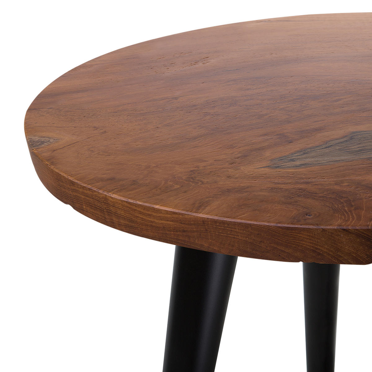 BEISTELLTISCH Teakholz dunkelbraun 45 cm Detah - Dunkelbraun/Schwarz, Holz (45/45/48cm) - Beliani