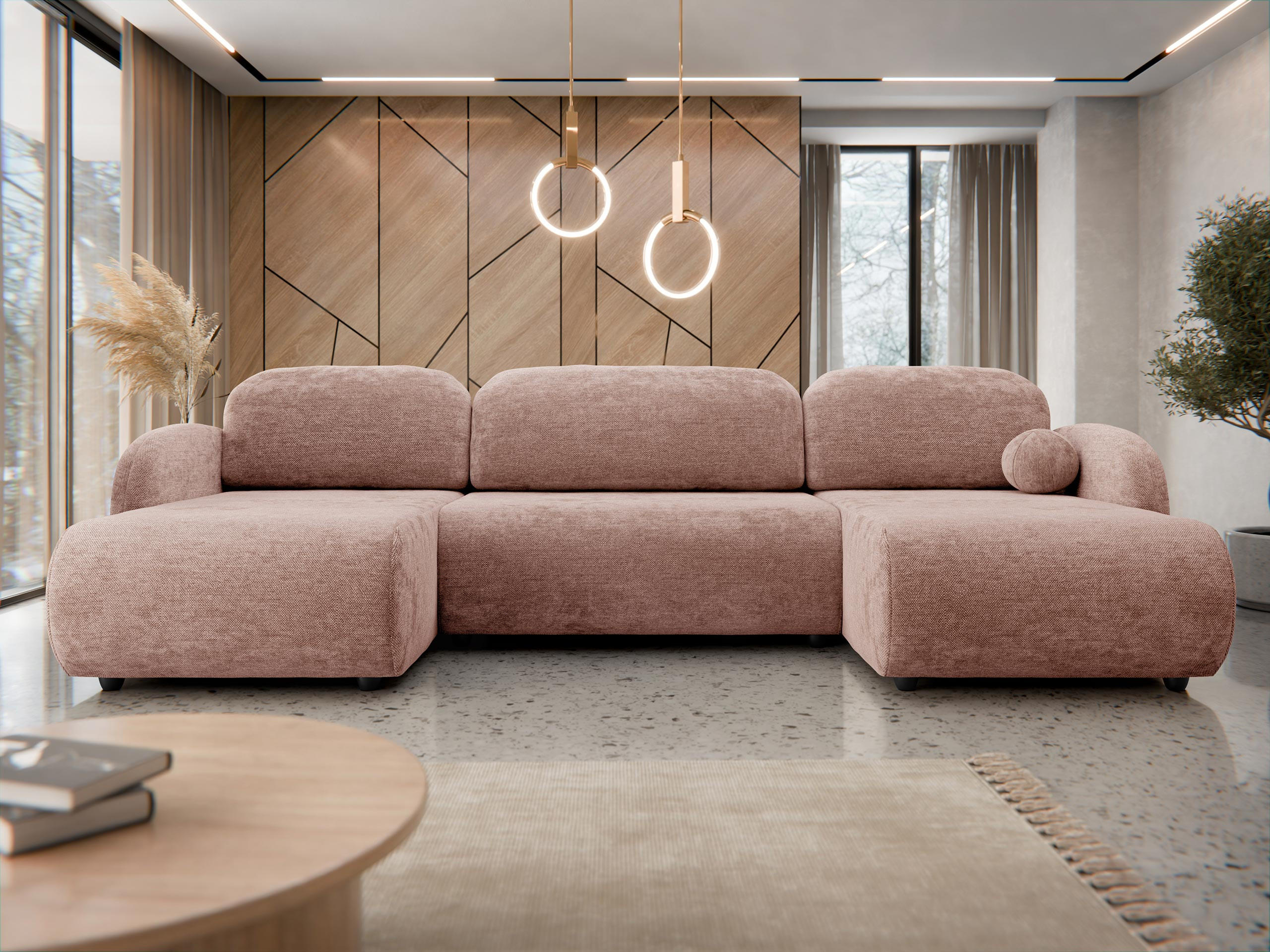 WOHNLANDSCHAFT Dream U - Gelb/Schwarz, Holz/Kunststoff (318/88/160cm) - MIRJAN24