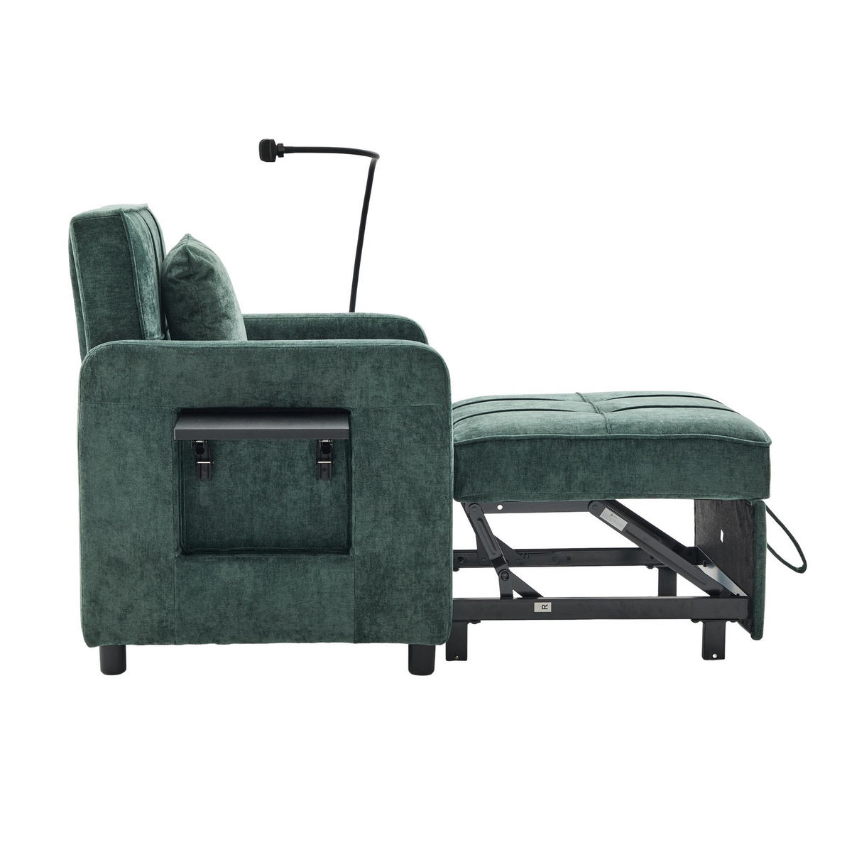 FERNSEHSESSEL Relaxsessel,Polsterliege mit Stauraum,Chenille,Grün - Grün, Textil (79/83/167cm) - LVHOM