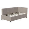 SCHLAFSOFA 90x200 cm in Grau Samtstoff mit 2 großen Stauraumschubladen - Grau, Holz/Textil (97/68/204.5cm) - KOMHTOM