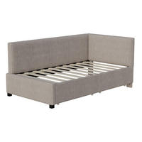 SCHLAFSOFA 90x200 cm in Grau Samtstoff mit 2 großen Stauraumschubladen - Grau, Holz/Textil (97/68/204.5cm) - KOMHTOM