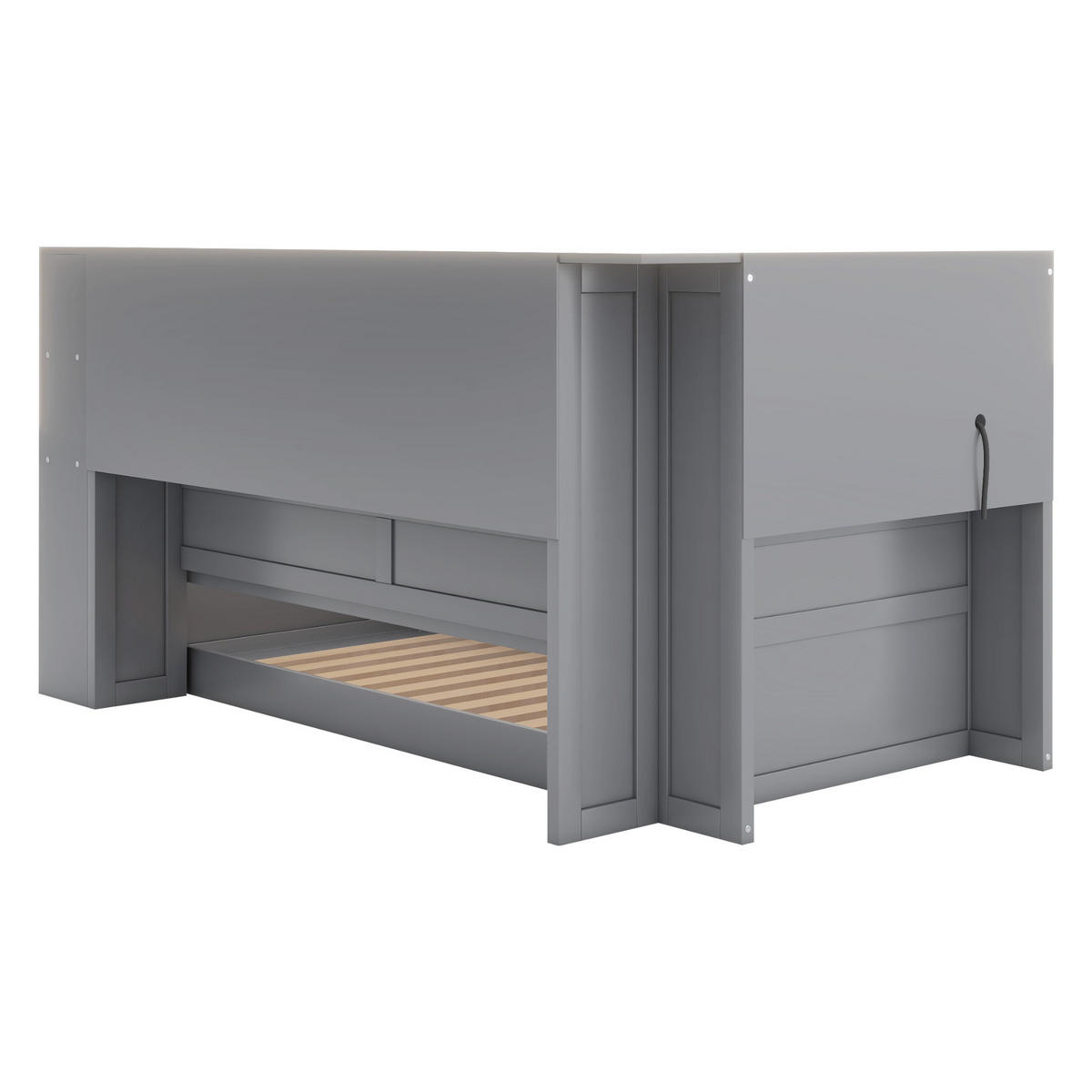 MULTIFUNKTIONSBETT 90/200 cm grau mit Ausziehbett und USB-Ladeanschluss - Grau, Holzwerkstoff (90/200cm) - OKWISH