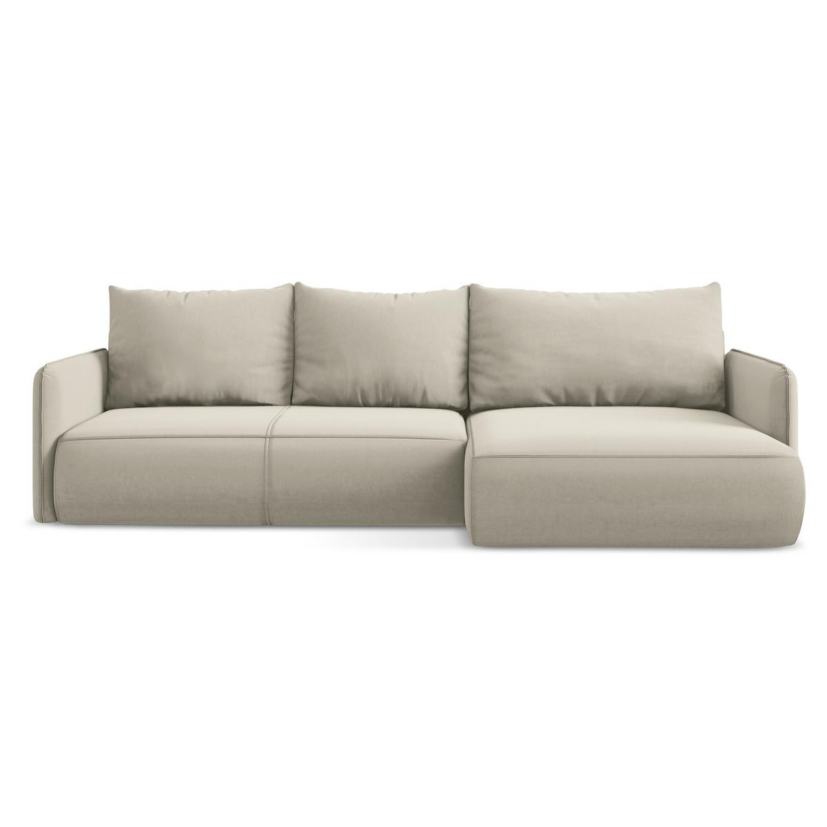 ECKSOFA mit Schlaffunktion Samt Stoff Creme - Perlmutt/Creme, Kunststoff/Textil (240/148cm) - LaMiaSofa