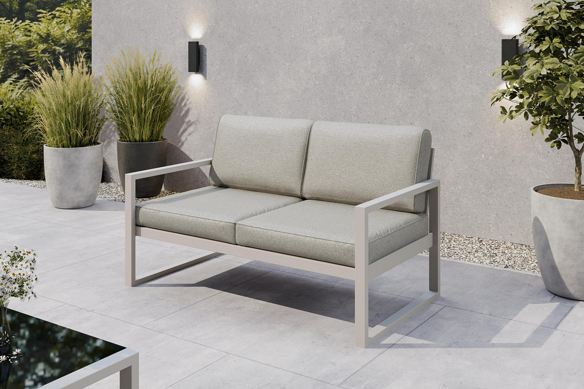 GARTENSET Madera für 6 Personen Balkonmöbel Aluminium Terassenmöbel Sitzbank, 4-tlg. Tisch kaschmir, beige - Kaschmir/Beige, Kunststoff/Metall - Margaret Hadas24