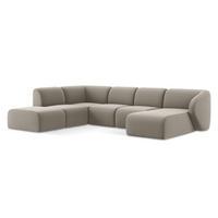 WOHNLANDSCHAFT Samt Stoff Grau - Taupe/Schwarz, Holzwerkstoff/Kunststoff (325/75/236cm) - Makamii