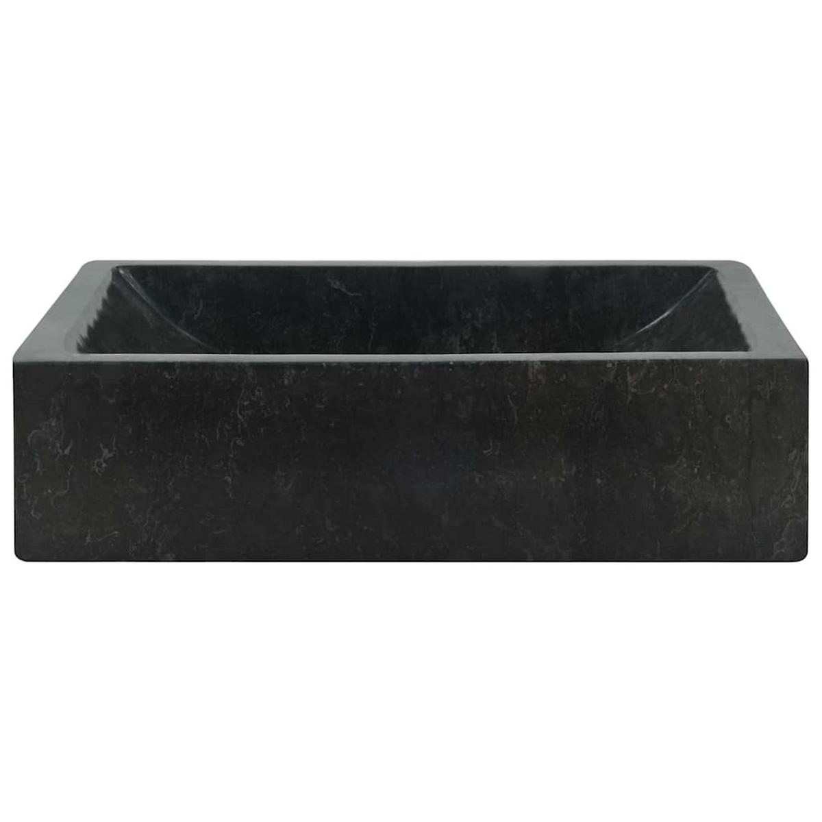 WASCHBECKEN 45/30/12 Cm Marmor Hochglanz-Schwarz - Schwarz, Stein (30/12/45cm) - vidaXL