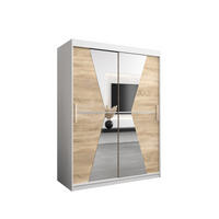 SCHWEBETÜRENSCHRANK 200/150/62 2-türig - Silberfarben/Weiß, Holz/Kunststoff (150/200/62cm) - Abiks Möbel