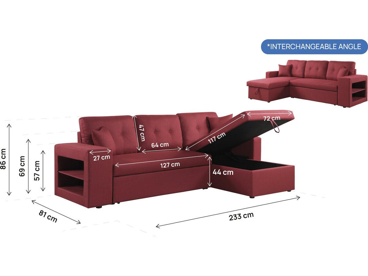 ECKSOFA axel Rot/Gelb - Rot, Textil (146/233cm) - Habitat Garten