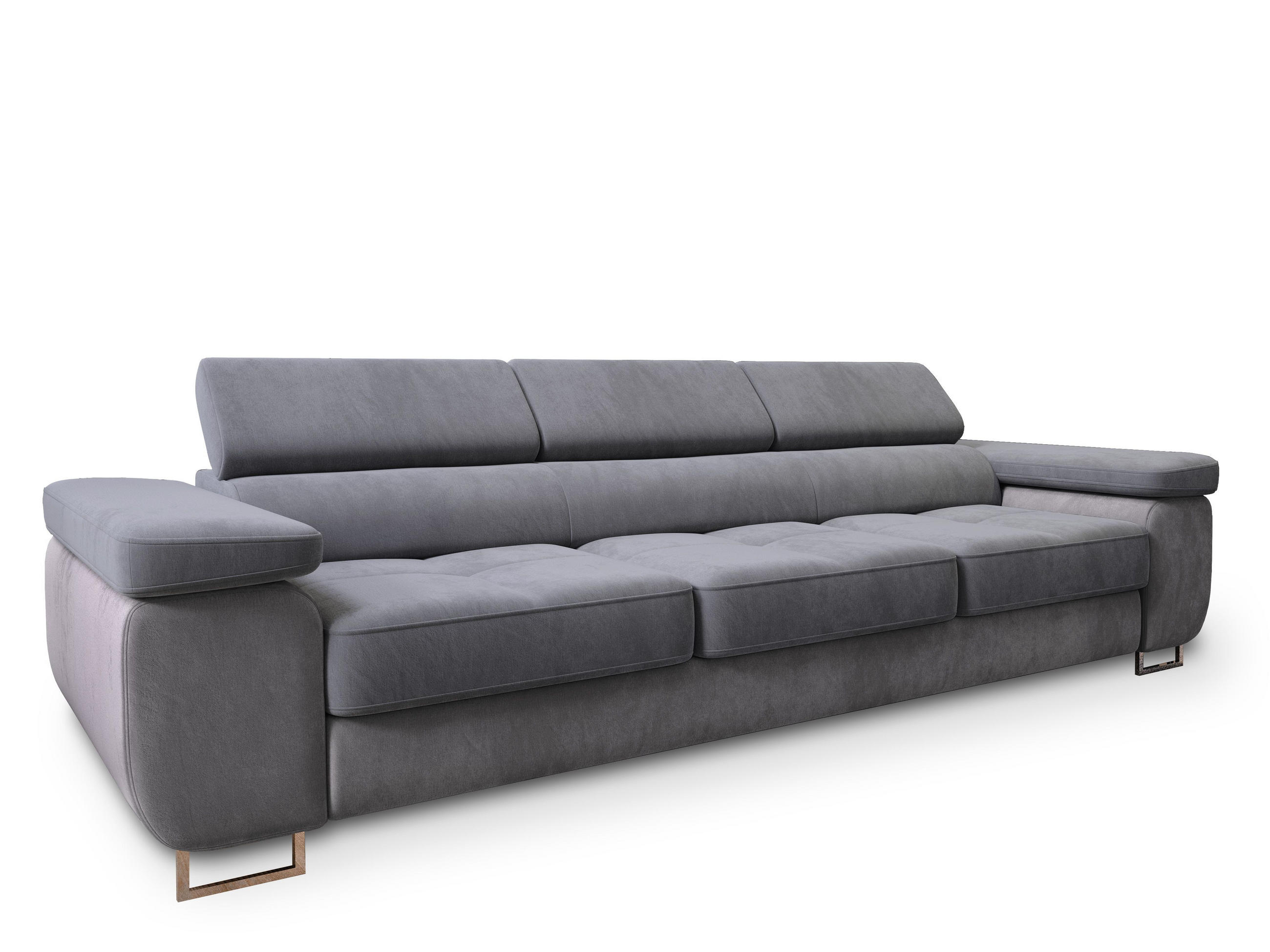 SCHLAFSOFA MOSINE Grau Velours-Stoff mit Schlaffunktion - Hellgrau/Grau, Holz (276/98/87cm) - MASSENO